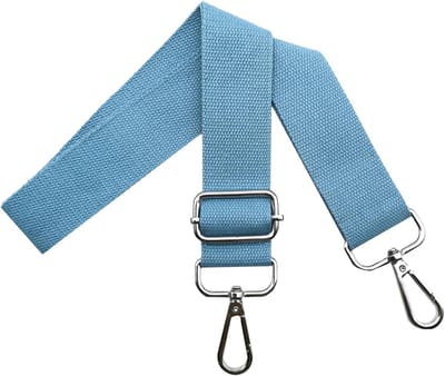 Verstelbare Schouderband voor Handtassen, Brede 3.8 cm Draagriem met Zilveren Karabijnhaak, Lichtblauw en Comfortabel