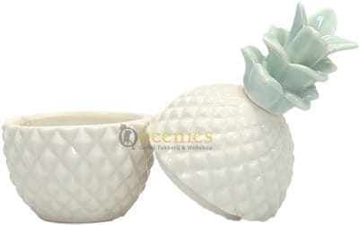 Ananas Wit Groen porselein bewaar box - Theezakjes houder - Decoratieartikel - wonen