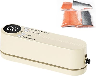 Ynkkvre - Mini Vacuümapparaat - Draadloos - 3-in-1 Vacuümverzegelen/Enkel Verbinden/Handmatig Luchtafvoeren - 1 Stuk - Levensmiddelenbewaring Beige