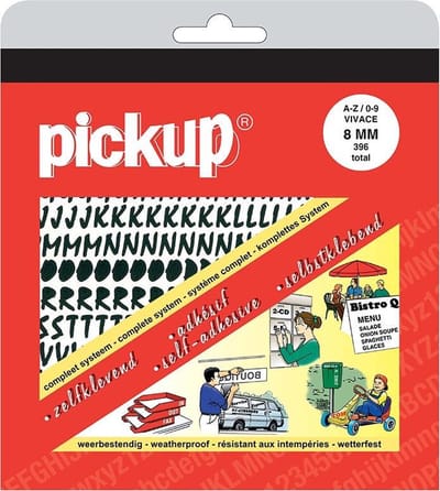 Pickup plakletters en plakcijfers boekje Vivace zwart - 8 mm