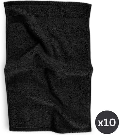 TISECO HOME STUDIO - Gastendoek RIVA - SET/10 - 100% katoen - 450 g/m² - 100% katoen - superzacht en zeer absorberend - 30x50 cm - Zwart
