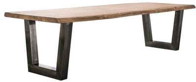Houten Eetkamertafel (300cm) Extra Grote Eetkamertafel voor 8-10 Personen van Massief Saja Hout - Industriële Dinertafel met Stevige Stalen U-Poten en Massief Houten Tafelblad (300x100x77) Natuurlijke Uitstraling