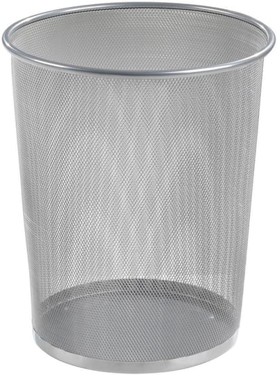 Ronde Metalen Prullenbak 20 Liter - Zilvergrijs Gaas - Ideaal voor Kantoor of Thuis