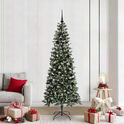 vidaXL - Kunstkerstboom - Groen - 210 - cm - PVC - en - Plastic - en - Staal