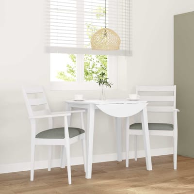 vidaXL - Eetkamerstoelen - met - kussens - 2 - stuks - wit - massief - hout - rubber