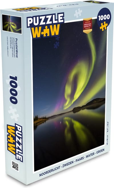 Puzzel Noorderlicht - Zweden - Paars - Water - Groen - Legpuzzel - Puzzel 1000 stukjes volwassenen