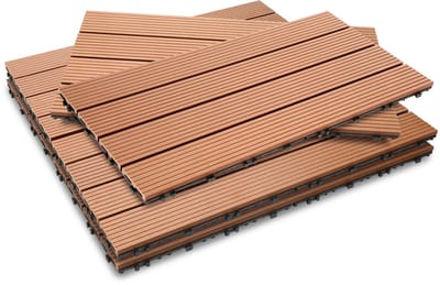 Terrastegels, 54 stuks, kliktegels met houtlook, WPC-tegel, 30 x 60 cm, bruin