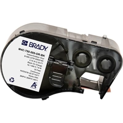 Brady M4C-750-595-OR-BK tape vinyl zwart op oranje | 19,05 mm x 7,62 m (origineel)