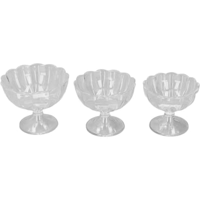 3 stuks Schattige Voetjes Tulp Dessertkommen Bekers Set Groot Middel Klein Perfect voor Dessert Sundae IJs Fruit Salade Snack transparant
