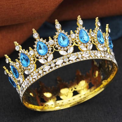 Tiares et Couronnes Baroques Reine Roi pour Femmes Fête de Mariage Diadème Rond Complet Couronne Nuptiale Bijoux de Cheveux Cadeaux d'Anniversaire white
