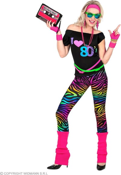 80's fashion outfit dames - Foute 80's outfit - Zwart en multikleur - Maat S - Foute party 80's party - Verkleedkledij
