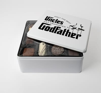 Blikken doos - GROTE - Koekendoos - GRATIS 750g VULLING - UNCLES TO GODFATHER - Peter vragen - wil je mijn peter zijn - Peter worden - Geschenkset - Keuken cadeau - Voor peter