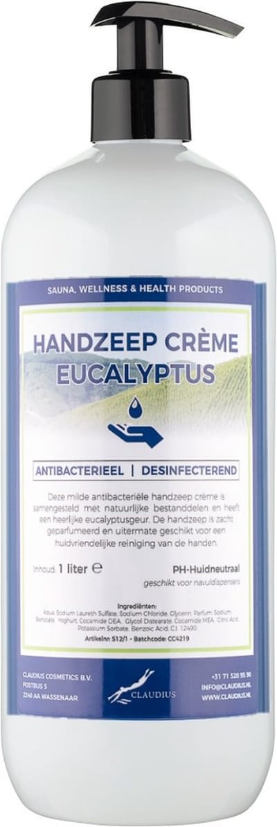 Handzeep Crème Eucalyptus 1 liter - met gratis pomp