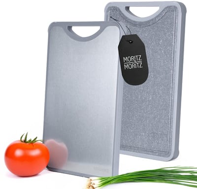Dailygoods- Snijplank Dubbelzijdig - Roestvrij Staal/Kunststof - Antislip Rand - Hygiënisch - Vaatwasmachinebestendig - BPA-vrij - Keukenplank