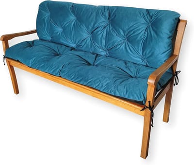 Weerbestendige Tuinkussens Set – Zit- en Rugkussens – Imitatiefluweel – 150x50x50 cm – Turkoois