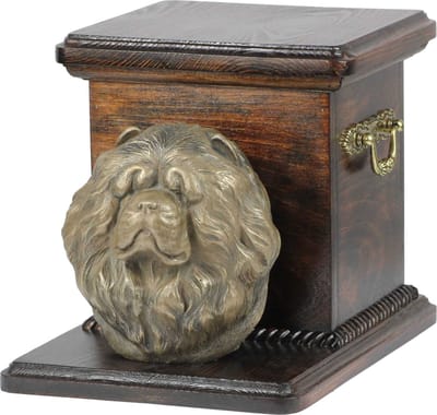 Chow Chow urn met hondenbuste - elegante urn voor huisdierenas