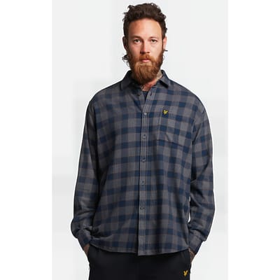 Lyle & Scott Check Overshirt Z271 Dark Navy Size: XS | Light Jackets Outlet | Heren | Blauw
