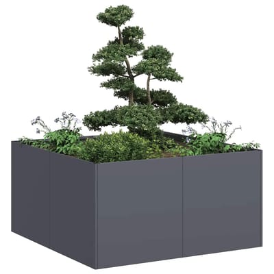 vidaXL - Plantenbak - 80x80x40 - cm - koudgewalst - staal - antracietkleurig
