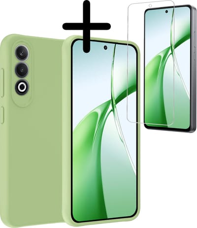 Hoesje Met Screenprotector - Geschikt voor OnePlus Nord CE4 - Sterk & Shockproof - Back Cover - Siliconen Case - Telefoon Hoes - Groen