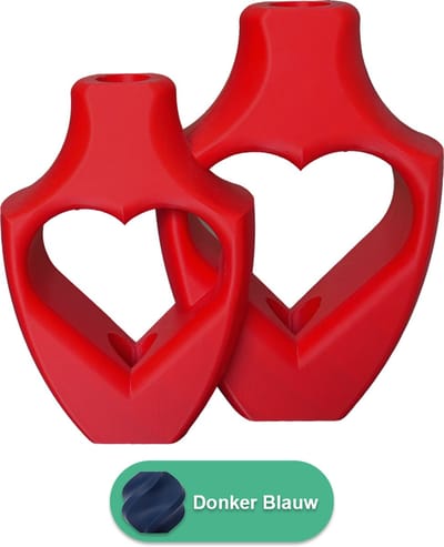 Alira Duo moderne vaas set – Decoratieve vaas - Donker blauw - 3d geprinte vazen – geschikt voor droogbloemen - 20CM