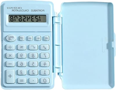 Mini Rekenmachine - Draagbare Calculator - Dagelijkse Berekeningen - Kalmerende Kleurweergave - 10 x 6 cm - Lichtblauw