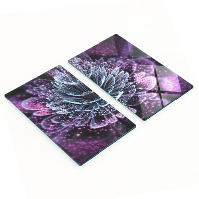 Stijlvolle en duurzame glazen borden met paarse bloemenprint, 2x30x52 cm
