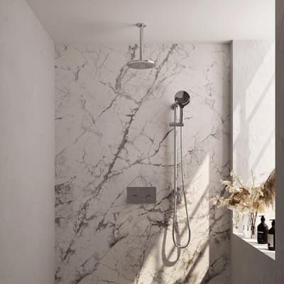 Brauer Chrome Carving Thermostatische Regendoucheset Inbouw - Hoofddouche 20 cm - Met Drukknoppen - Handdouche 3 Standen - Doucheslang - Geintegreerde Glijstang - Chroom