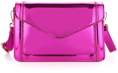 Metallic schoudertasje- FUSHIA