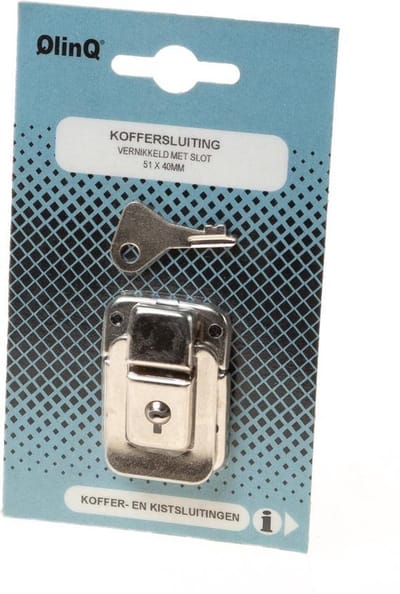 Qlinq Koffersluiting met Slot - Vernikkeld - 51 x 40 mm