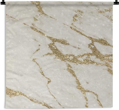 Wandkleed - Wanddoek - Marmer - Patronen - Goud - 60x60 cm - Wandtapijt
