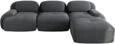 Modulares Ecksofa ohne Montage, ergonomisch und haustierfreundlich, aus Cordstoff mit extra-breiten Armlehnen, 32D hochelastische Polsterung für Wohnzimmer und Schlafzimmer, Grijs