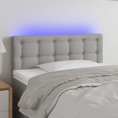 vidaXL - Hoofdbord - LED - 80x5x78/88 - cm - stof - lichtgrijs