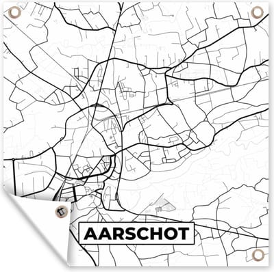 Tuin poster Zwart Wit – België – Plattegrond – Stadskaart – Kaart – Aarschot - 200x200 cm - Tuindoek