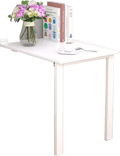 Opvouwbare Wandtafel - Klaptafel Bureau - Ruimte Besparen - Met Steunpoten - 80 cm - Wit