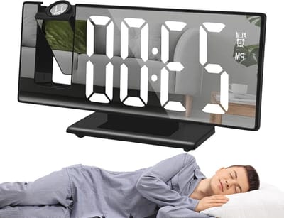 Digitale Projectie Wekker - Projectiewekker LED Scherm - Comfort Thuis - Binnenklimaat Monitor - 18.5 x 4.5 x 9.7cm - Zwart