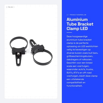 Dailygoods- Buisbeugel Aluminium - Buisklem - Pijpbeugel - LED Verlichting - 360 Graden Verstelbaar - Antislip Pads - Lichtbeugel