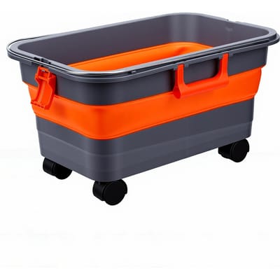 5,8 Gallon 22L Opvouwbare Wasemmer met Wielen Aftapplug en Uitlaat Buiten Wateremmer voor Auto Wassen Kamperen Huisdier