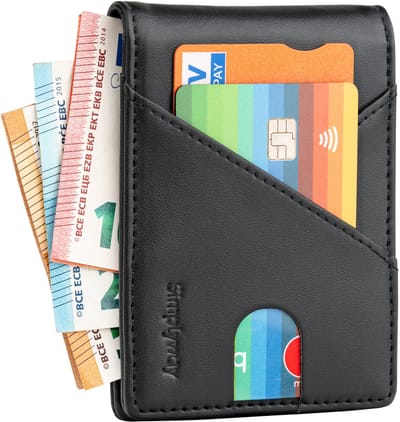SIMPLYWAY® Pasjeshouder - 8 pasjes & briefgeld - Luxe Portemonnee Leer - Kaarthouder pasjes - incl. luxe cadeauverpakking - Creditcardhouder - Zwart - Pasjeshouder Mannen Vrouwen