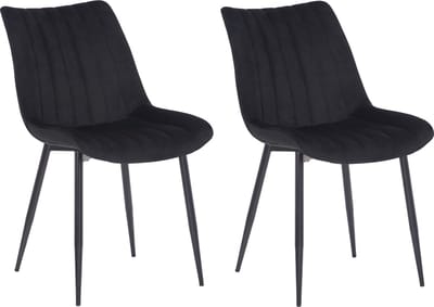 CLP Rahden Set van 2 Eetkamerstoelen - Fluweel zwart