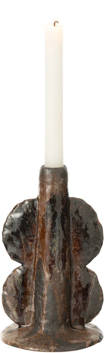 J-Line vaas Naga - keramiek - zwart/bruin - small - 20 cm hoog