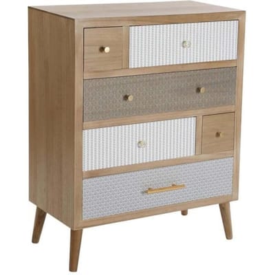 Commode - VERSA - Kapua - 6 lades - Hout - Grijs, wit en bruin