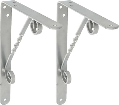 AMIG Plankdrager/steun/beugel Decoratief - 2x - metaal - zilvergrijs - H150 x B125 mm - Tot 145 kg - boekenplank steunen