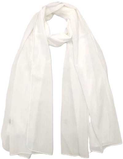 Lange dames chiffon sjaal Dominique-effen ivoor wit ecru gebroken wit-omslagdoek-stola