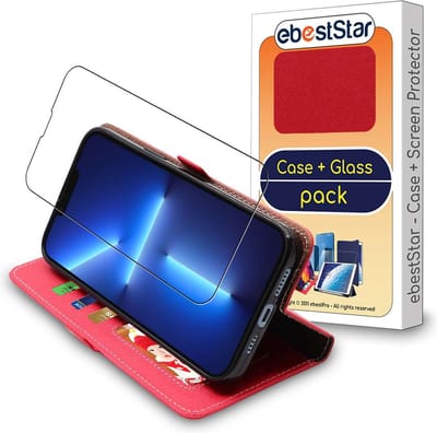 ebestStar - Hoes geschikt voor iPhone 13 Pro Max Apple, Wallet Etui, Book case hoesje, Rood + Gehard Glas