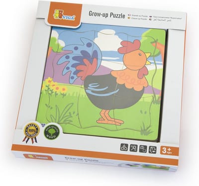 Viga Toys Vormenpuzzel Kip 4-laags Junior Hout 21 Stukjes