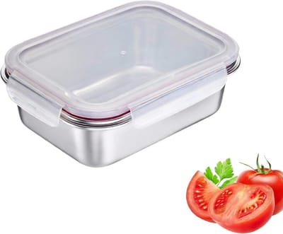 Famanu – Lekvrije lunchbox – magnetron- en ovenbestendig - BPA-vrij – bentobox voor school - werk en kinderopvang – zilver - 600 ml