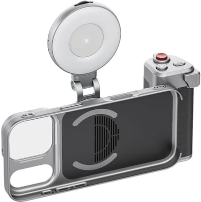 Telesin Master Grip voor iPhone 17 Pro - Creator Combo - Vlogging Kit met LED Licht & Microfoon - Bluetooth Afstandsbediening - Aluminium - Zwart