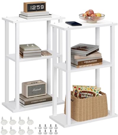 Smalle bijzettafel set van 2 met wielen voor woonkamer en slaapkamer