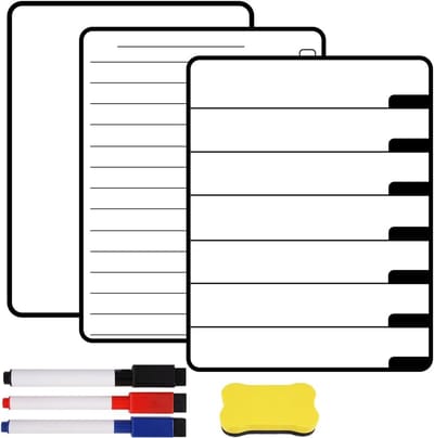 Set van 3 Magnetische Borden - Wasbare Wekelijkse Planner met 3 Stiften en Gum voor Notities, Lijsten en Menu's in Keuken, Thuis of Kantoor