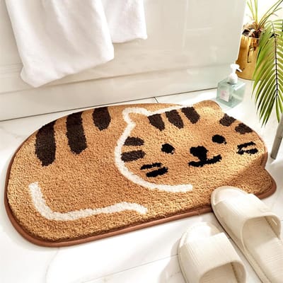 Zachte en Absorberende Badmat in Khaki, Antislip Douchekleed, Schattig Badkamer Tapijt 45 x 65 cm